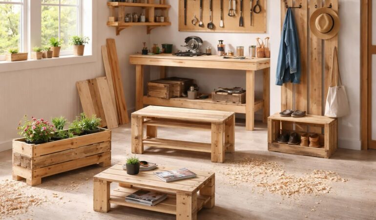 découvrez 5 tutoriels simples pour créer des meubles en palette et débuter facilement en menuiserie récup'. transformez vos palettes en mobilier unique et écologique.