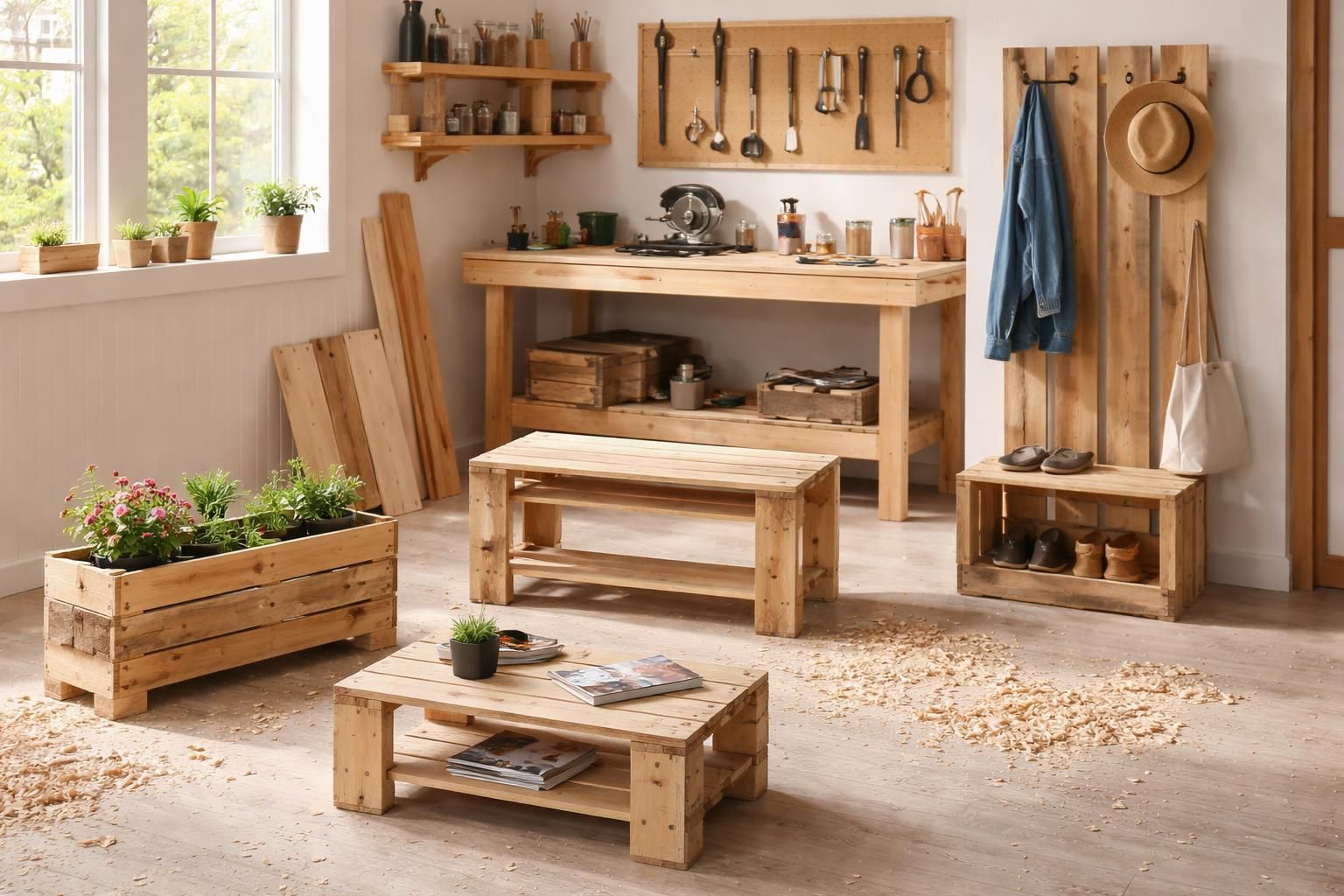 découvrez 5 tutoriels simples pour créer des meubles en palette et débuter facilement en menuiserie récup'. transformez vos palettes en mobilier unique et écologique.