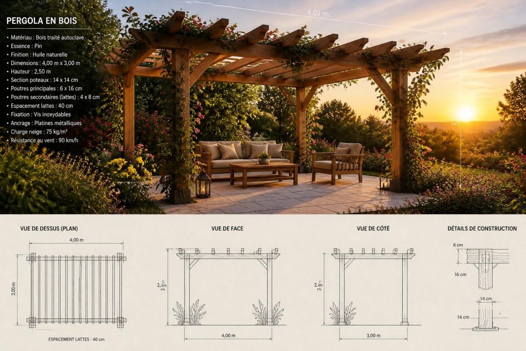 découvrez notre plan détaillé pour construire une pergola en bois et sublimer votre jardin avec élégance et convivialité.